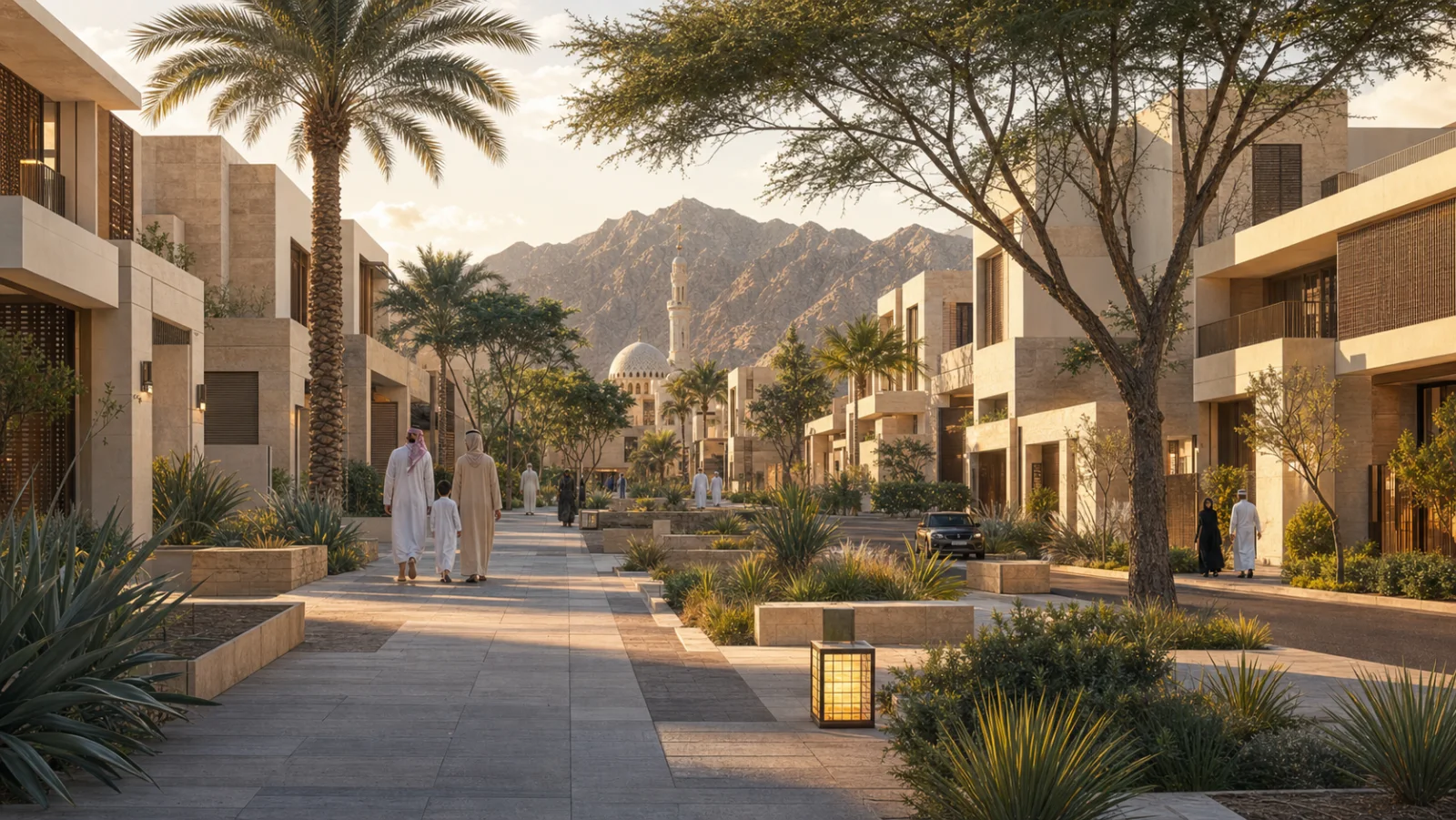 حي سكني بمحور أخضر — دراسة تصميمية