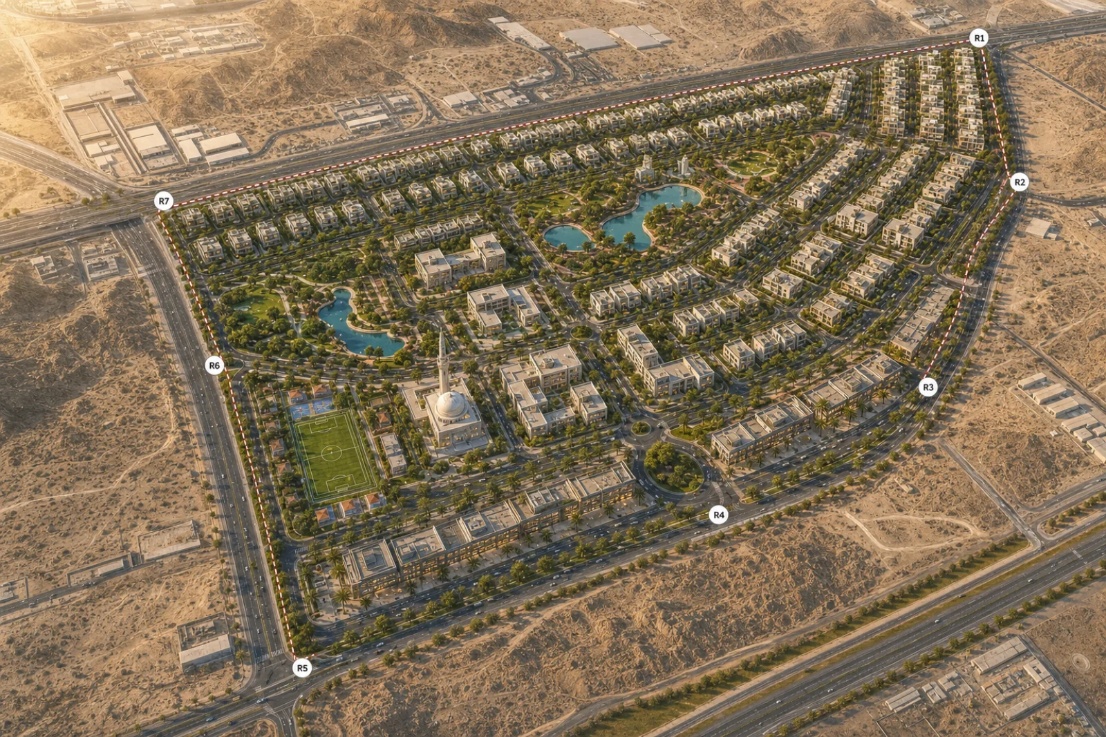 مخطط سكني بواجهة حضرية — دراسة تخطيطية
